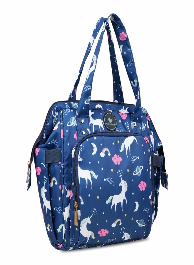 Motherly Mini Diaper Bag for Mothers - Travel Maternity Handbag for Newborn Baby, Water Resistant Baby Bag with Multiple Pockets, Hospital Bag for Moms (Unicorn Blue) - Image 1